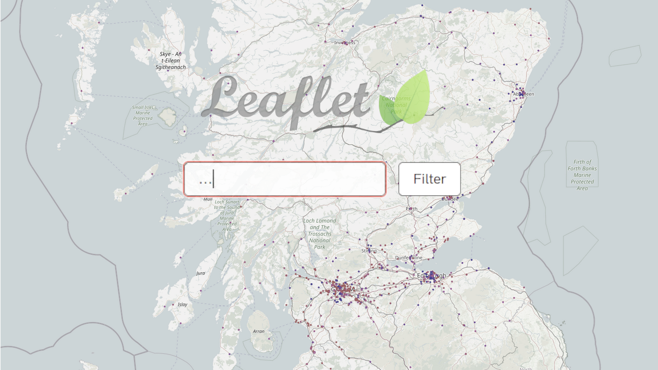 Using a text input to filter map data with Leaflet JS